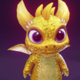 Cartoon Gold Dragon 3D Model (Low-Poly, Game-Ready, Animated, Built-In)