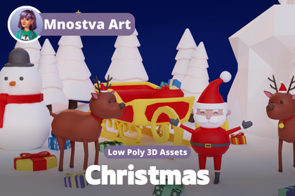 Low Poly Christmas Set