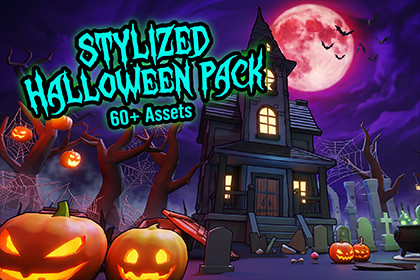 LowPoly Stylized Halloween Pack: Haunted House & Cemetery Kit
