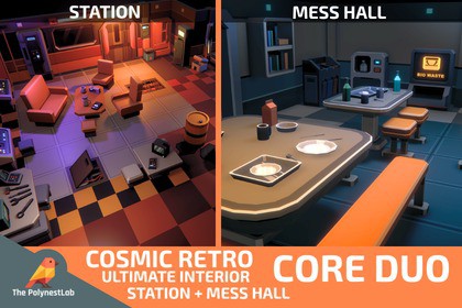 Sci-Fi Low Poly Interior Bundle: Core Duo | Cosmic Retro
