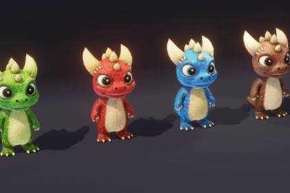 Cute Cartoon Dinosaurs Pack (Low-Poly, Game-Ready, Animated, Built-In)