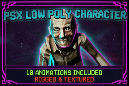 PSX Low Poly Character Retro Horror NPC - 10 Animations Low-poly 3D model
