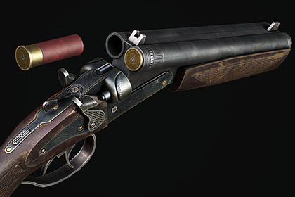Double Barrel Shotgun - PBR Game Ready Low-poly