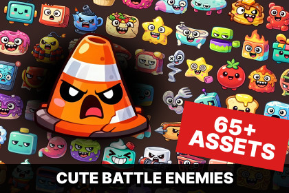 Cute Battle Food Hero Enemy Object Characters Pack Casual RPG and Arcade Games