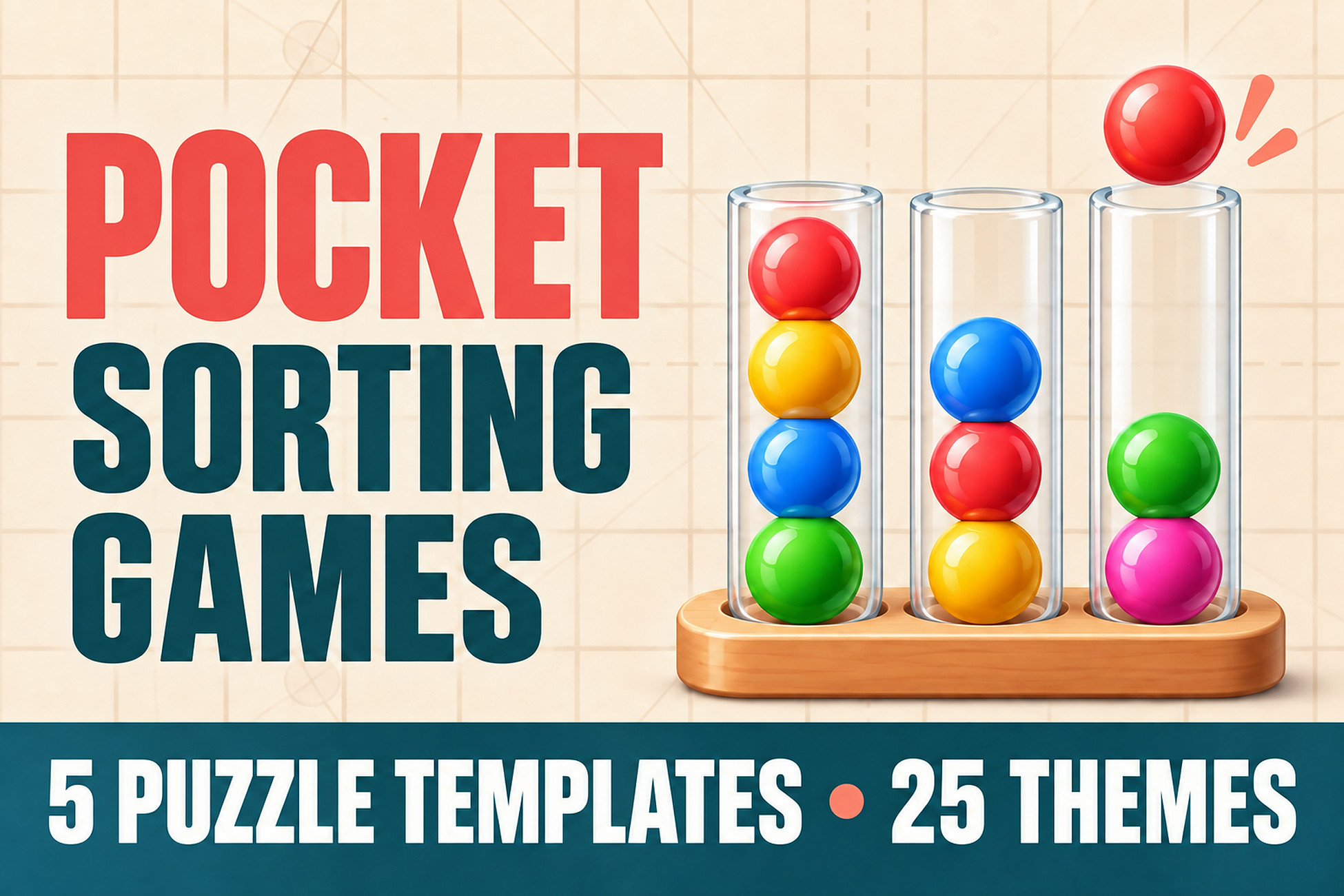 Pocket Sorting Games - 5 Puzzle Templates & 25 Themes