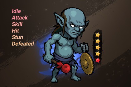 Blue Demon_Spine Animation Character Idle/AFK Turn-base