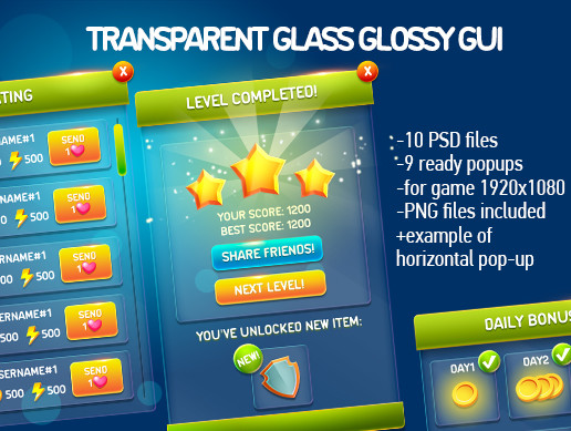 Setting Gui Transparent Transparent Glass Glossy GUI | 2D Icons | Unity Asset Store