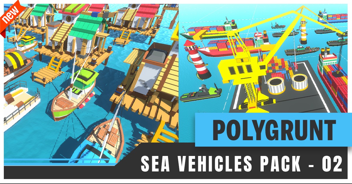 POLYGRUNT - 21 Low Poly Sea Vehicle Pack | 3D Sea | Unity Asset Store