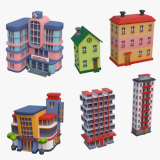 30 Low-Poly Urban Buildings Collection