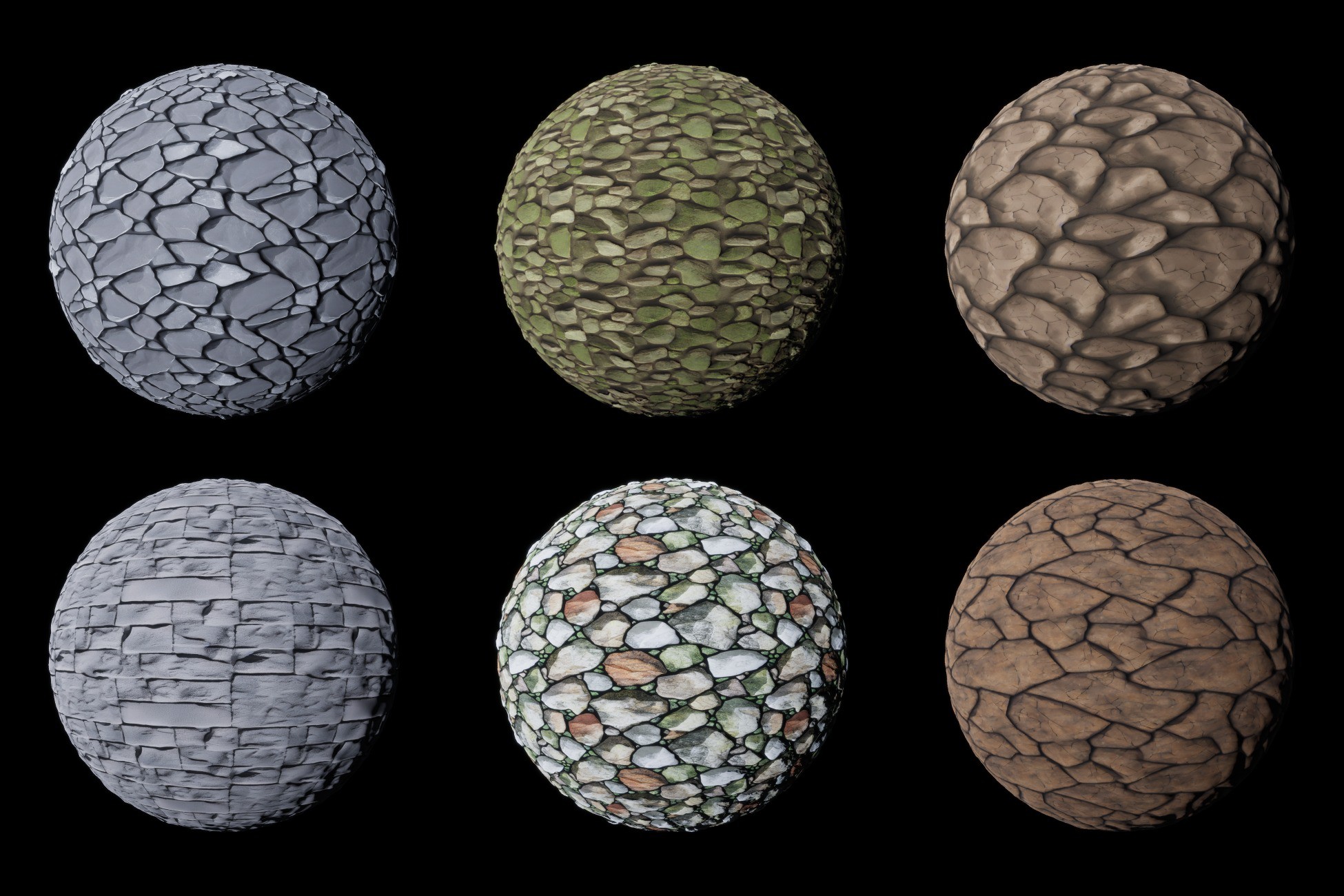 Stylized PBR Rocks Materials and Textures Pack | 2D Stone | Unity Asset ...