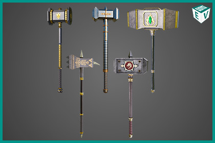 5 Battle Hammers Collection URP HDRP Textures