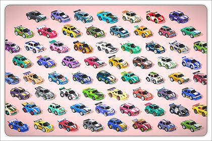 Tiny Sports Car Pack - 66 Low Poly Cute Toon Style Mini Racing Cars Chibi Style