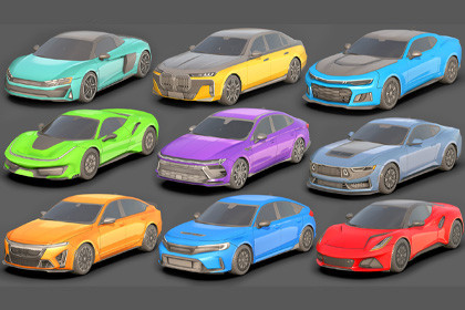 Sedan Low Poly Cars Pack