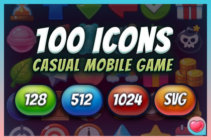 100 Icons - Casual Mobile Game Pack