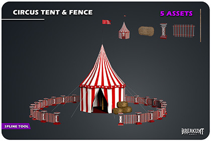 Circus tent with fencing & straw - 5 meshes