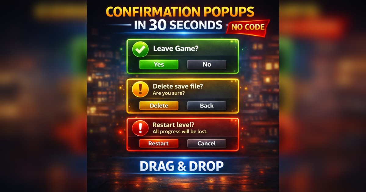 Unity Confirm O'Neil Tech Confirmation Popup System | Utilities Tools | Unity Asset Store