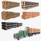 Truck 07 Log Trailer with All Loads Collection