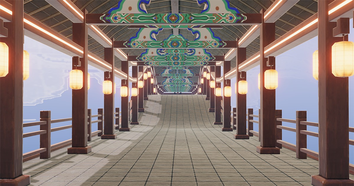 Chinese Stylized Covered Bridge | 3D Environments | Unity Asset Store