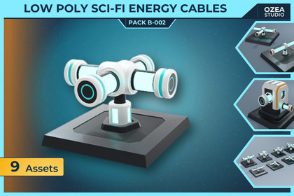 Low Poly Sci-Fi Energy Cables Pack B-002