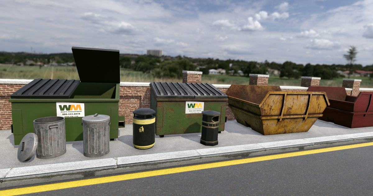Garbage Collection Unity Garbage Dumpster, Skips & Bins | 3D 외부소품 | Unity Asset Store