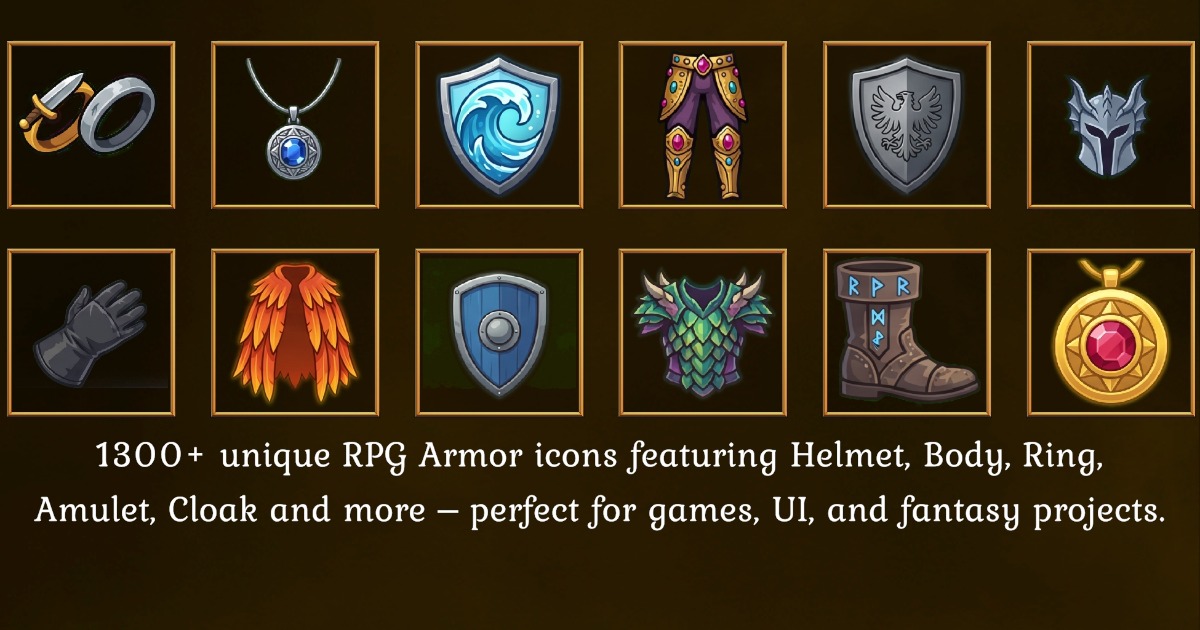 1322 Armor Icons – Mega RPG Equipment Pack | 2D Icons | Unity Asset Store