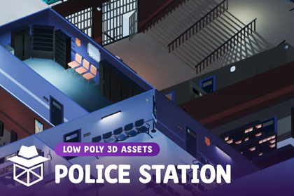 Low Poly Police Station - Optimized & Modular