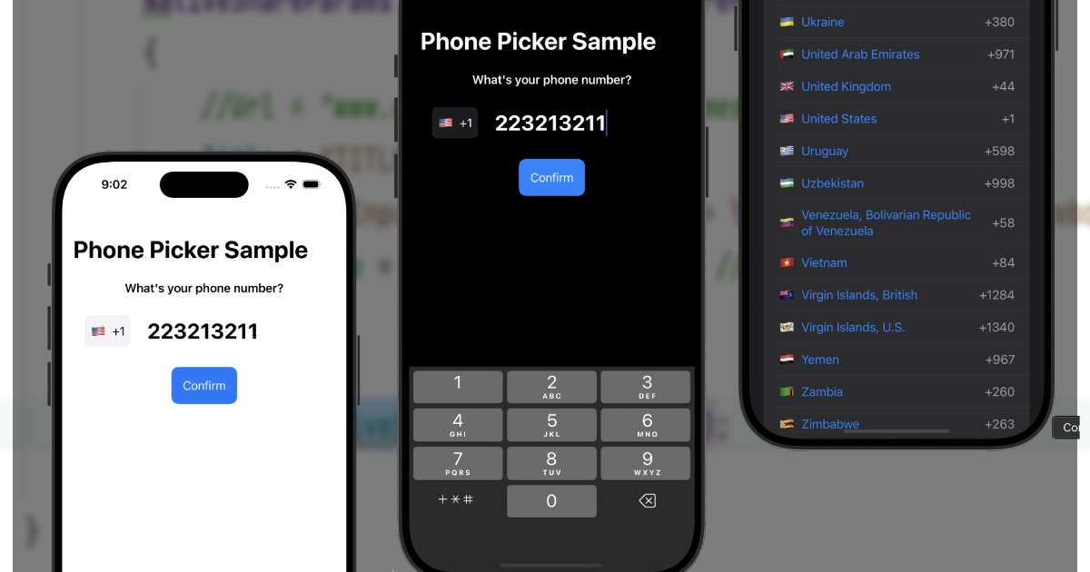 Select Number Native Phone Number Picker for Android™ and iOS™ with Editor ...