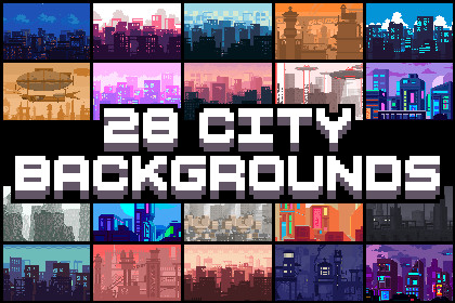 28 City Backgrounds Pixel Art
