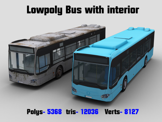 Lowpoly City Bus with Interior | 3D Land | Unity Asset Store
