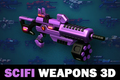 Low Poly Modular SciFi Weapons 3D