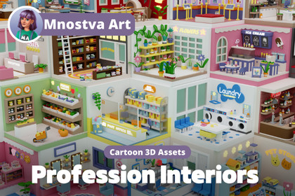 Cozy Cartoon Profession Rooms Interior