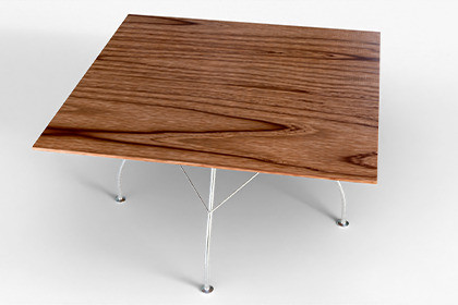Realistic Wooden Table with Metal Legs