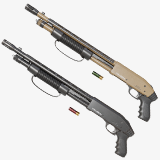 Small Shotgun 02 Black and Sandle Single Mat URP HDRP Textures