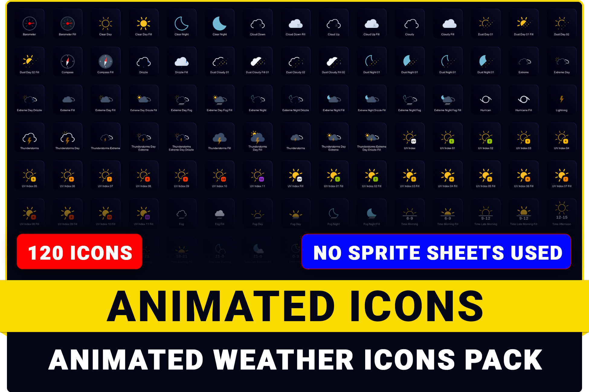 Animated Weather Icons Pack | 2D 图标 | Unity Asset Store