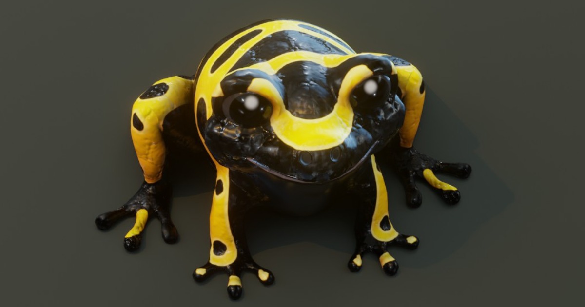 Stylized Yellow-banded Frog 3D Model (Low-Poly, Game-Ready, Animated ...