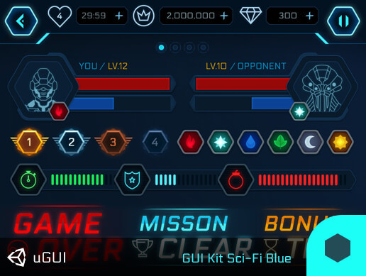 پکیج کاربردی یونیتی GUI Kit Sci-Fi Blue
