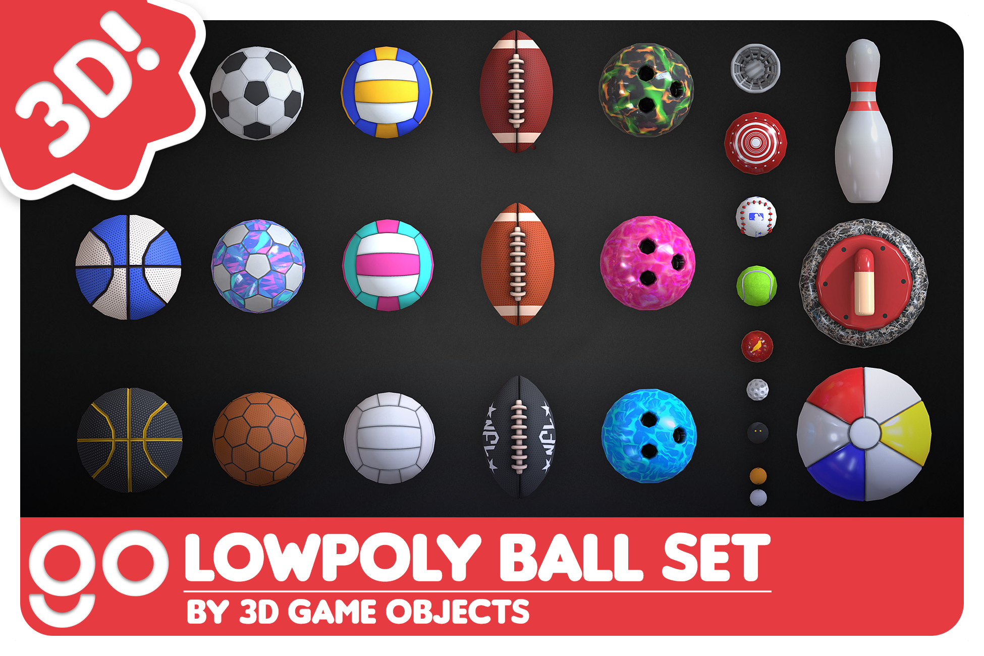 Unity Ball Set Ball Set - Lowpoly Sport Pack | 3D 소품 | Unity Asset Store
