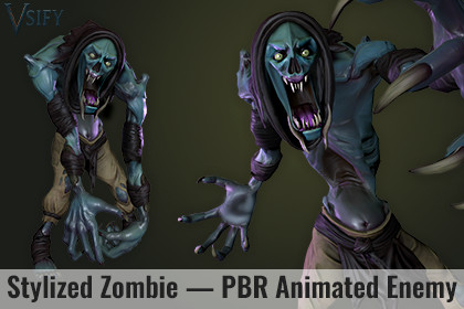 Zombie Creature – Stylized 4k PBR Animated Character (Humanoid / Game Ready)