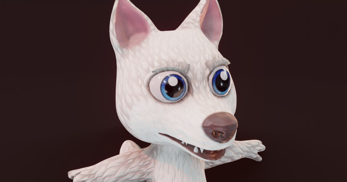 Stylized White Wolf 3D Model (Low-Poly, Game-Ready, Animated, Built-In ...