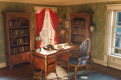 Vintage Velvet Mahogany Office Set