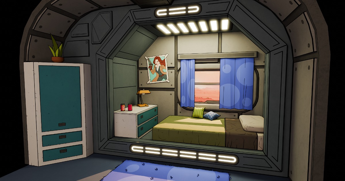 BedRoom Space Base - Cartoon Style | 3D Sci-Fi | Unity Asset Store