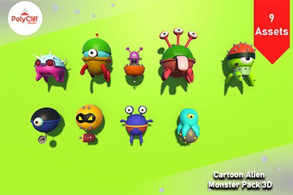 Cartoon Alien Monster Pack 3D