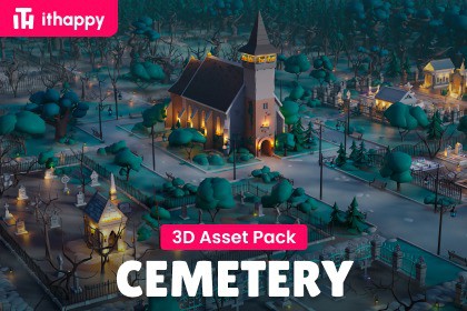 Cemetery - Low Poly 3D Model Pack