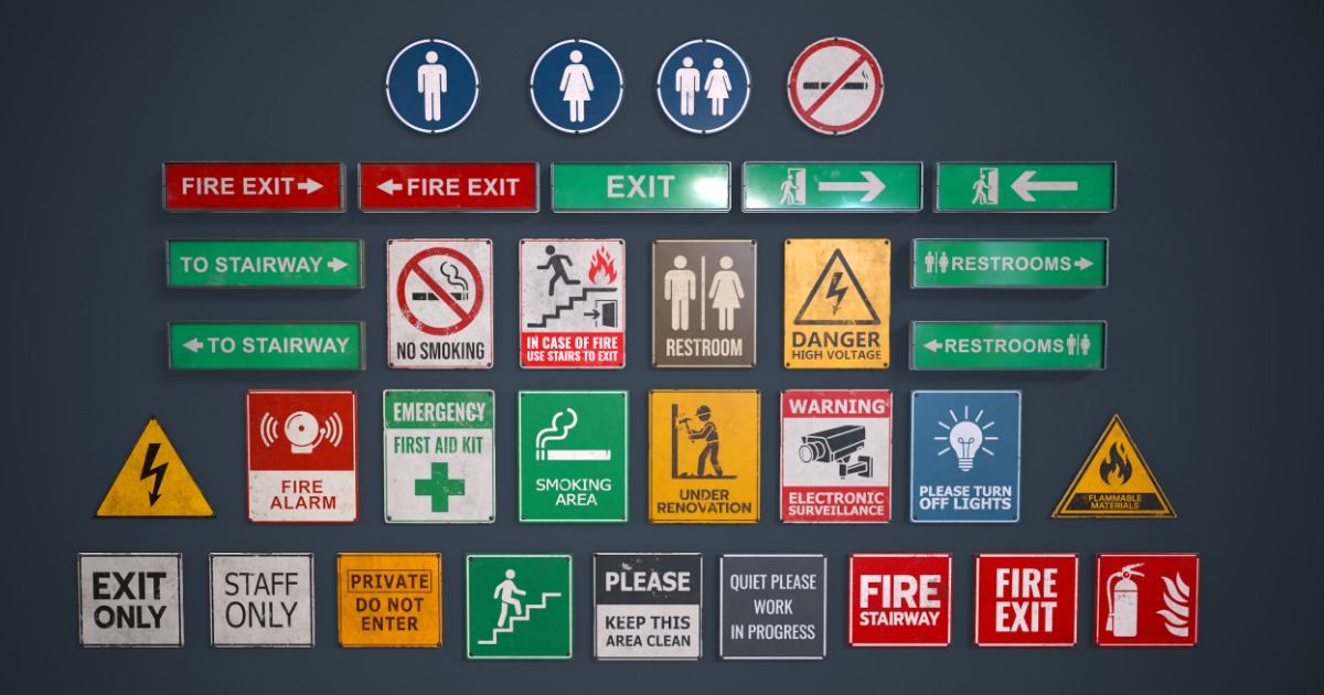 Vintage Facility Signs | 3D Interior | Unity Asset Store