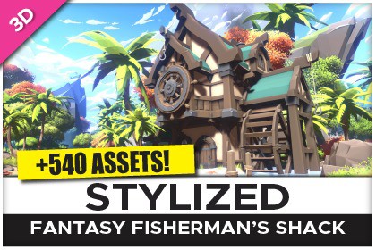STYLIZED Fantasy Fisherman's Shack - Low Poly 3D Pack