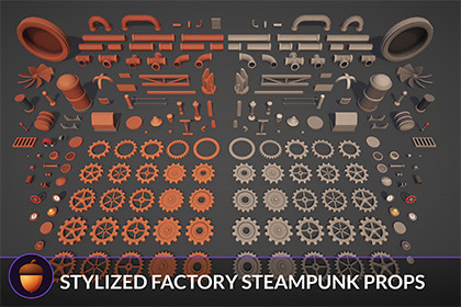Stylized Factory Steampunk Props