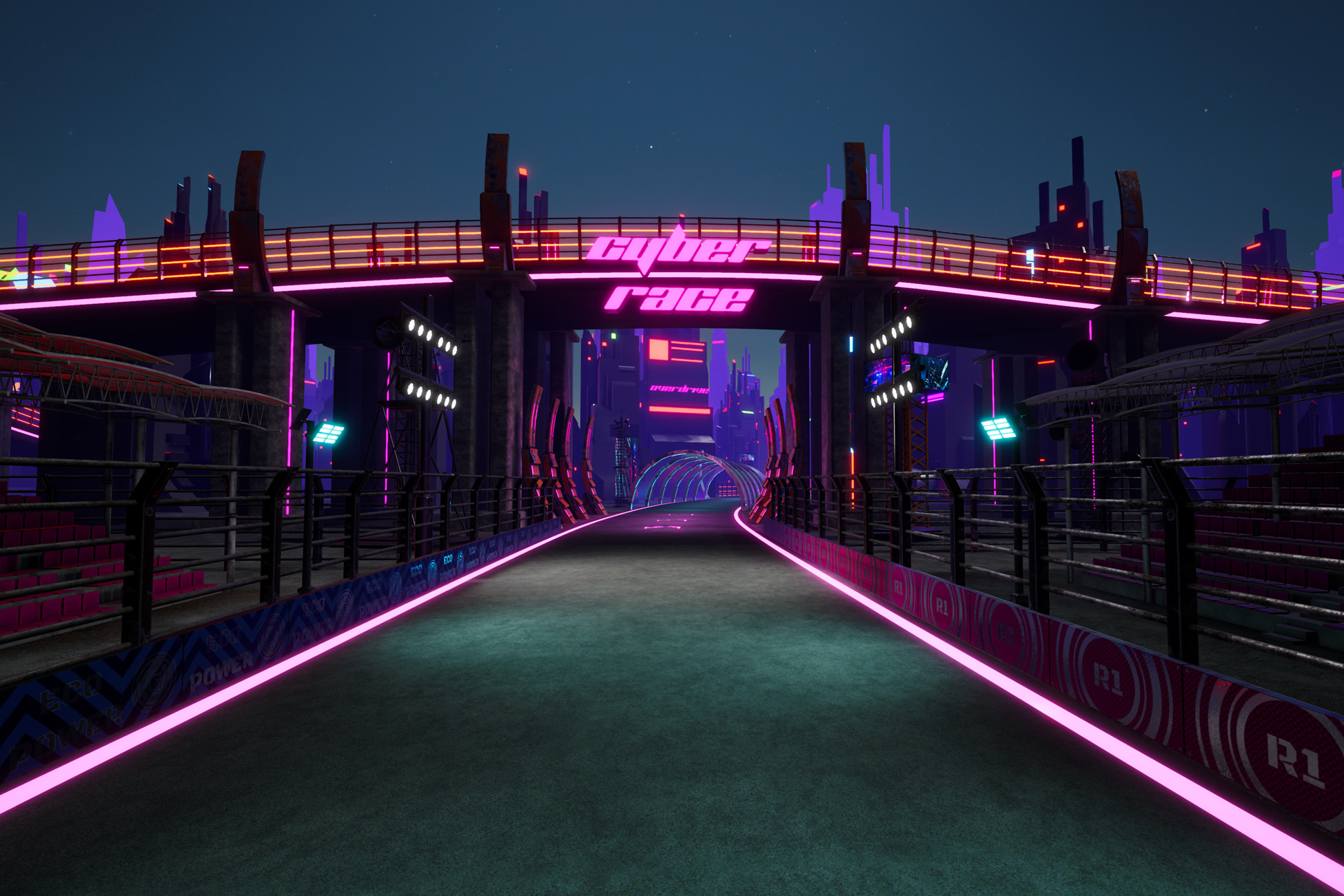 Unity Speedway Neon Drift - Cyber Racing Track (URP) | 3D Roadways | Unity Asset Store
