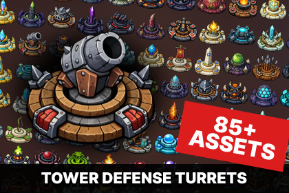 Elemental Tower Defense Turrets Pack Turrets TD Strategy PvE Base Defense