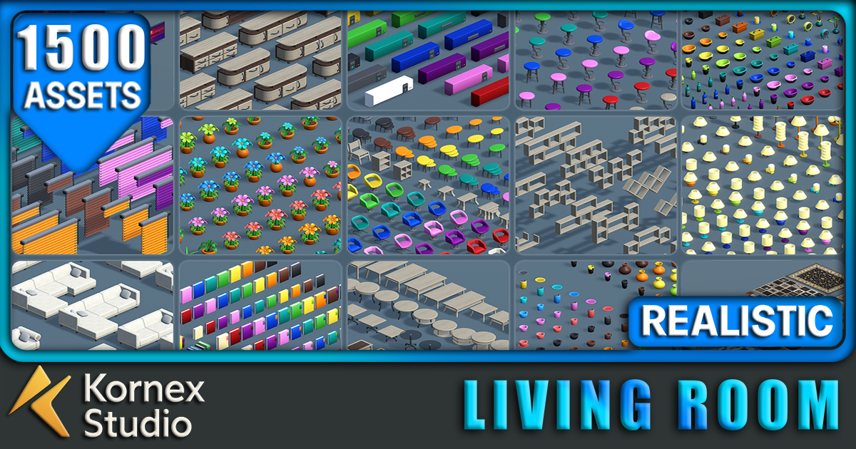 Kornex Interior: Living Room Pack 1 | 3D Interior | Unity Asset Store