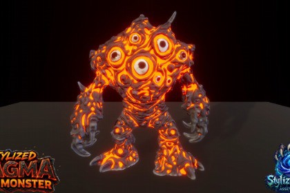 Stylized Magma Rock Monster Pack 1 – Mutant Variant (Animated, LOD, Skins)